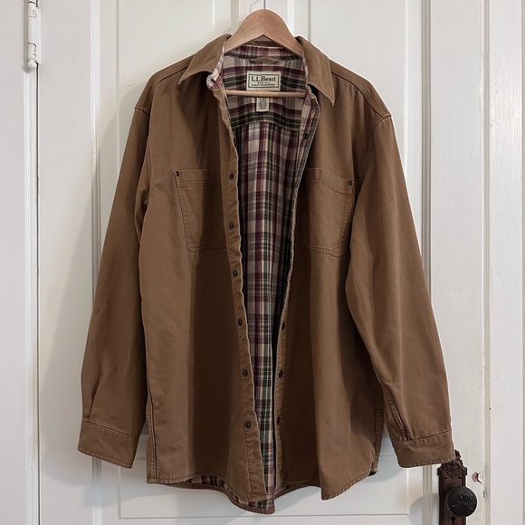 L.L. Bean Other - LL Bean Chore Jacket Barn Coat Shacket Brown Plaid Cotton Size Medium